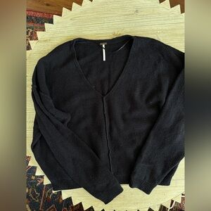 Free People Black V-Neck Sweater
